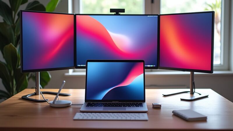 Jak podłączyć 3 monitory do MacBooka z procesorem z serii M?