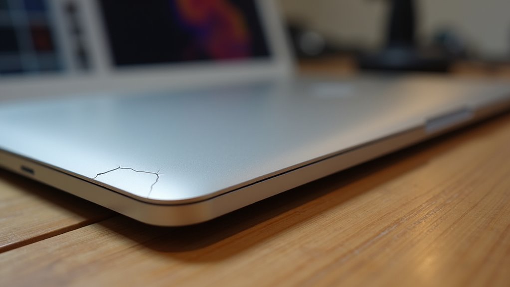 odkształcenia spowodowane rozszerzalnością cieplną w MacBooku